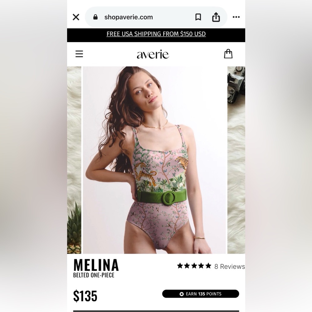 Averie Pink and Green Belted One-Piece